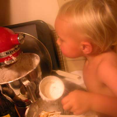 My 3-year old Mixing the Election Cake