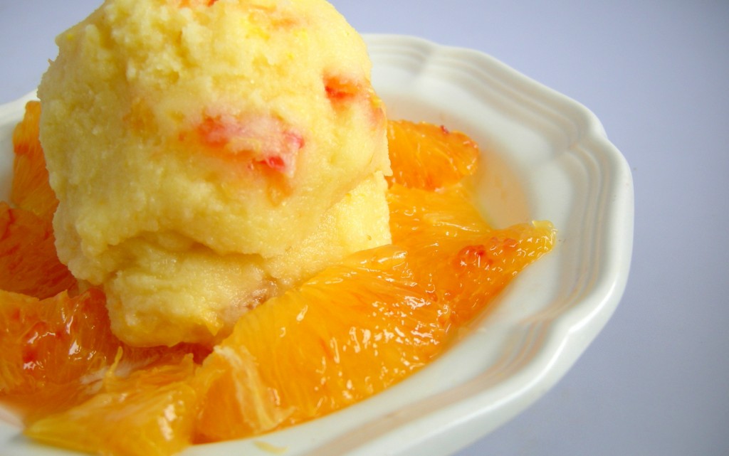 olive oil ice cream with blood oranges