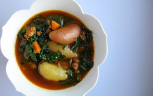sopa caldo verde with potato, kale, chorizo and spanish smoked paprika