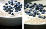 blueberryporridge 3-seed porridge in a bowl with blueberries and cream