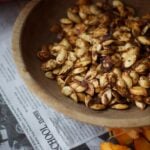 toasted pumpkin seeds in a bowl