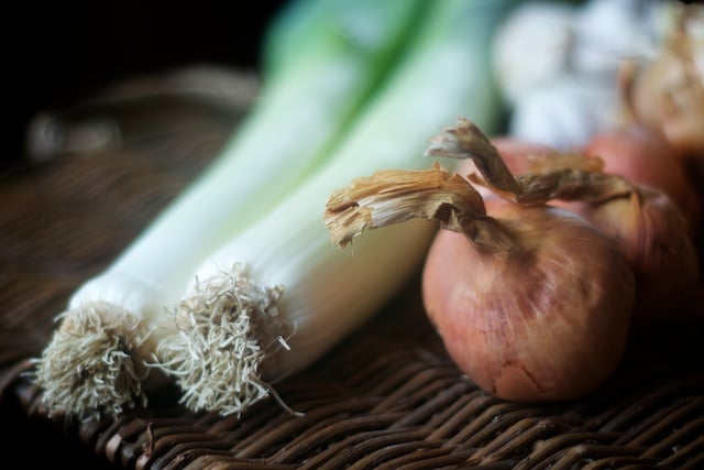 leek and shallots for onion bisque