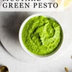 mustard green pesto pinterest pin
