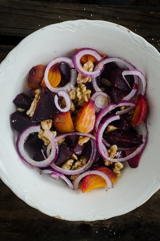 Roasted Beet and Walnut Salad with Kombucha Vinaigrette: An Easy Recipe from #nourishedkitchen