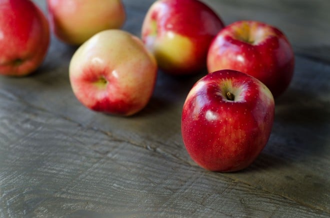 Gorgeous Sweet Tango Apples from pale yellow to blushing red. Ready for salad.