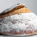 sourdough rye bread on a white background
