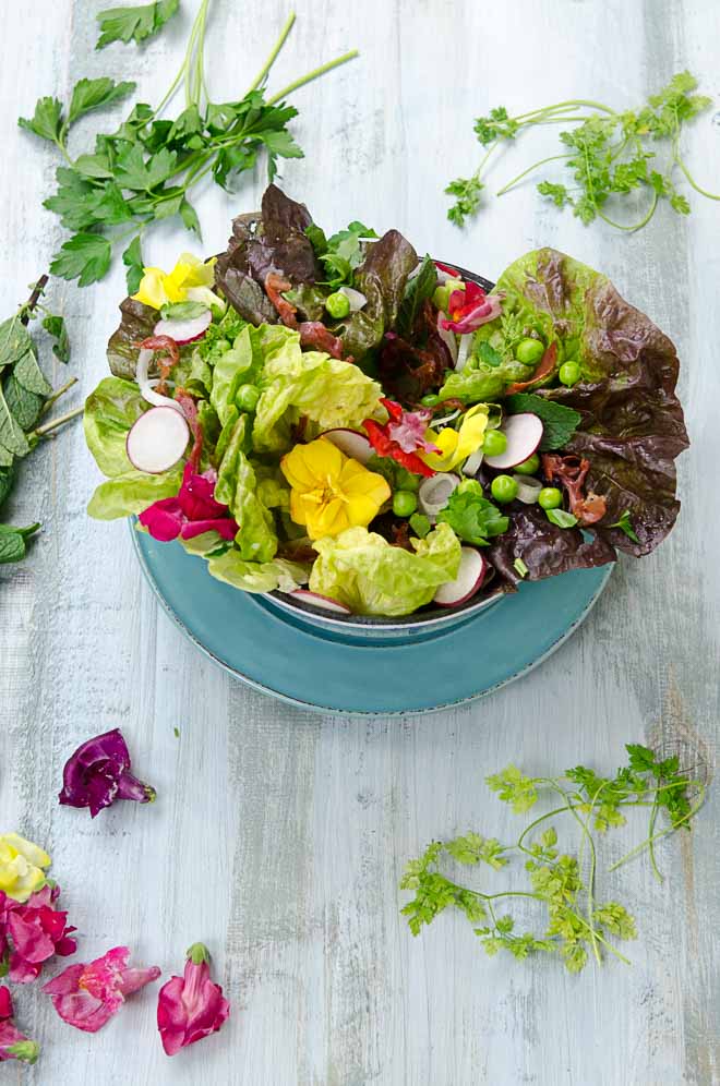 Spring Salad with Edible Flowers • The View from Great Island