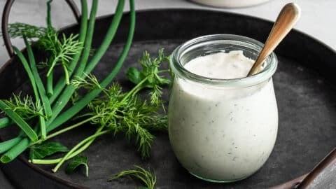 Kefir ranch dressing in a glas jar
