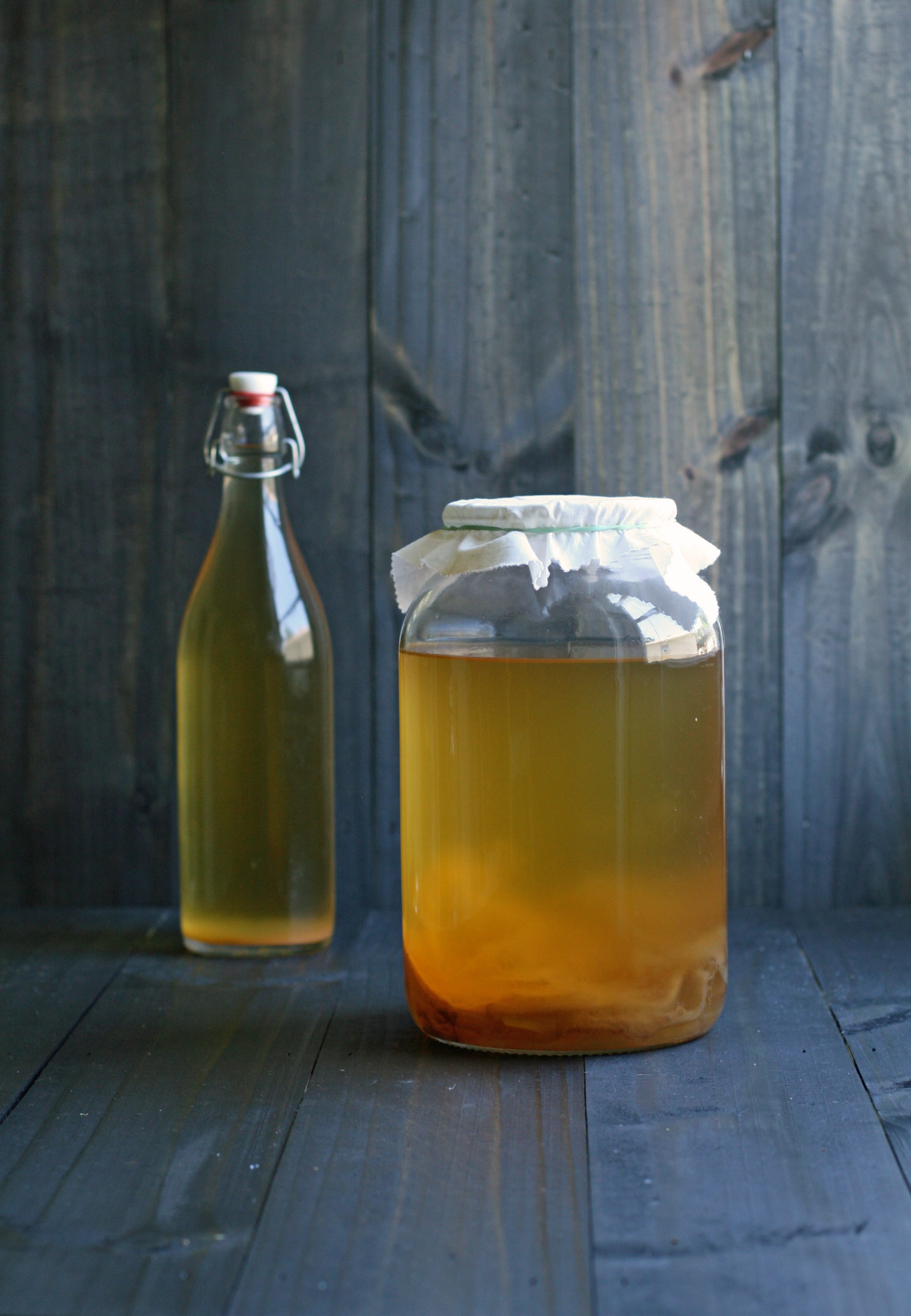 a container of kombucha