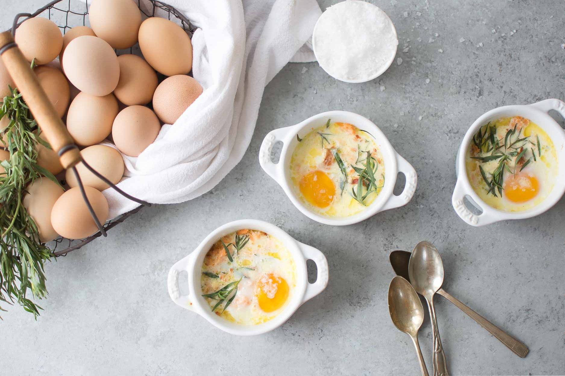 Baked Eggs with Smoked Salmon and Tarragon is SO easy to make, and super nutrient-dense.