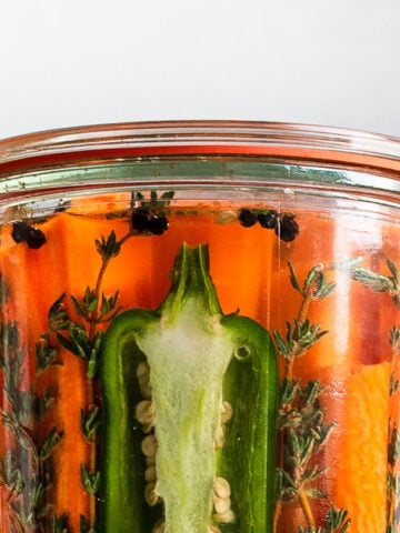 fermented carrots with thyme and jalapenos