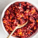cranberry mandarin relish in a white bowl