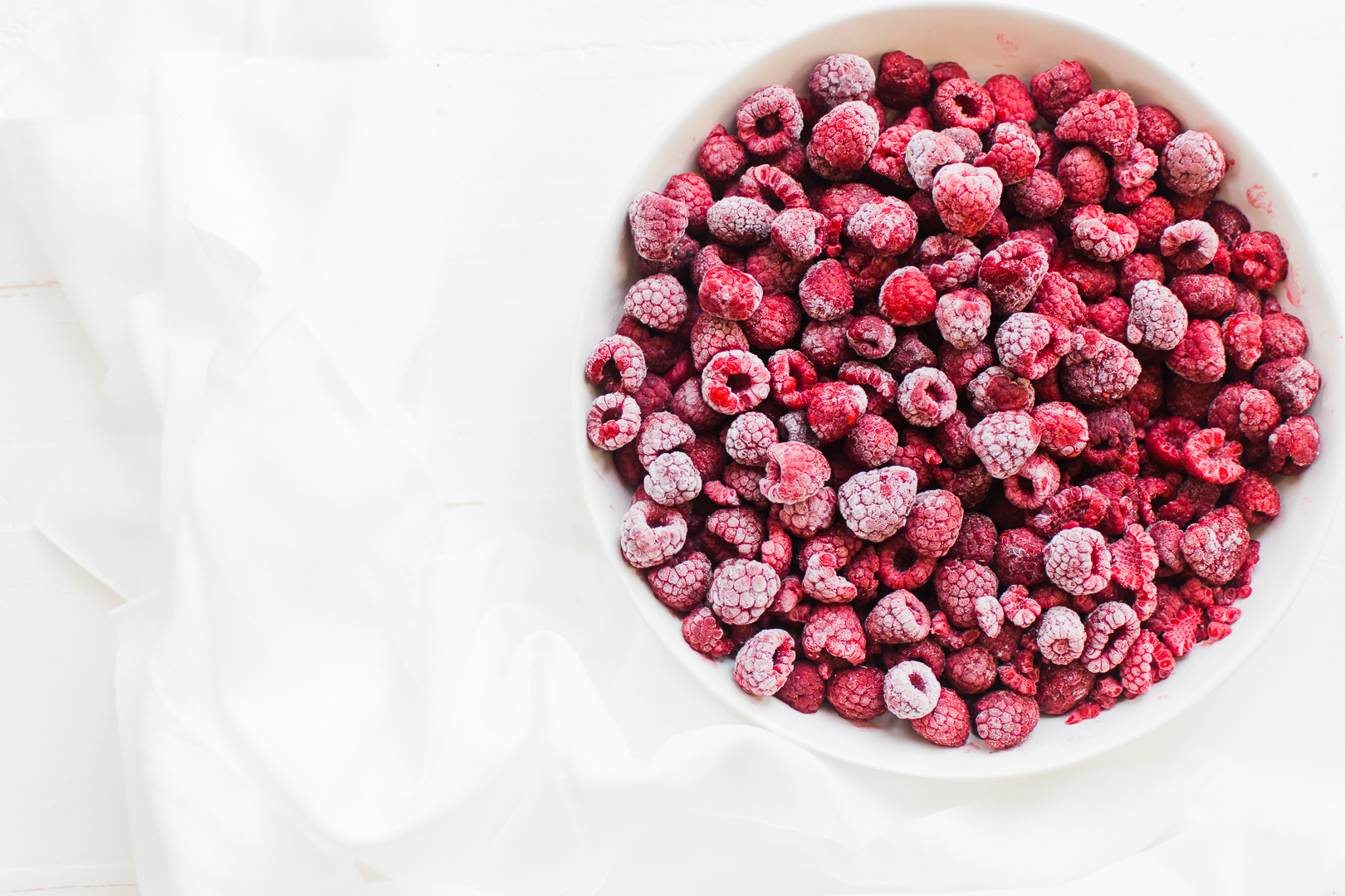 Frozen Raspberries in a Bowl