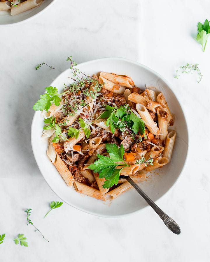 Freezer-friendly Penne with Meat Sauce Recipe - Nourished Kitchen