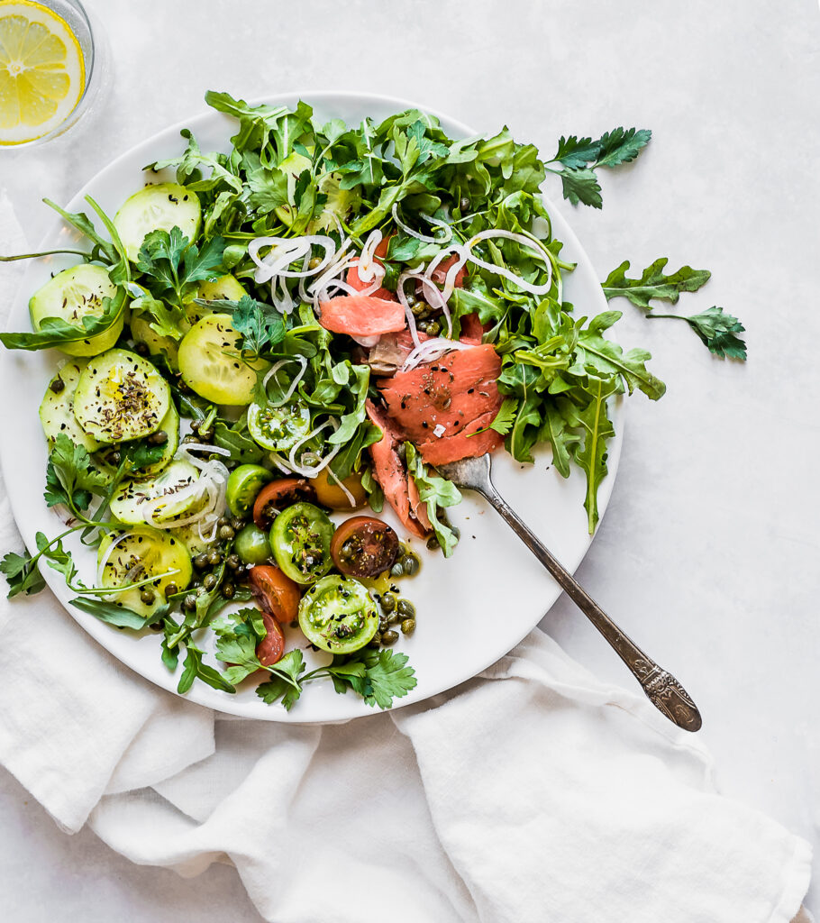 smoked salmon salad with cucumber