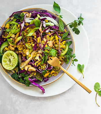 Ground turkey salad with cabbage and cilantro