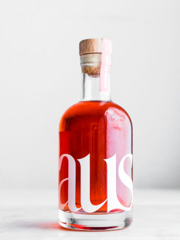 Bottle of Haus wine on plain background