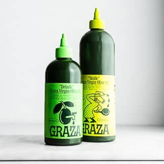 Graza Olive Oil Bottles on white backgroun