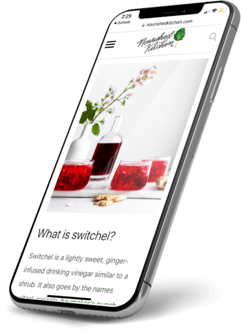 mobile phone with nourished kitchen recipe loaded