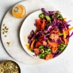 cabbage salad with jalapenos, pepitas, grapefruit and cilantro