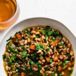 Black-eyed pea soup in a white bowl