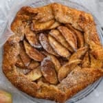 Apple galette with sourdough einkorn crust on a white background